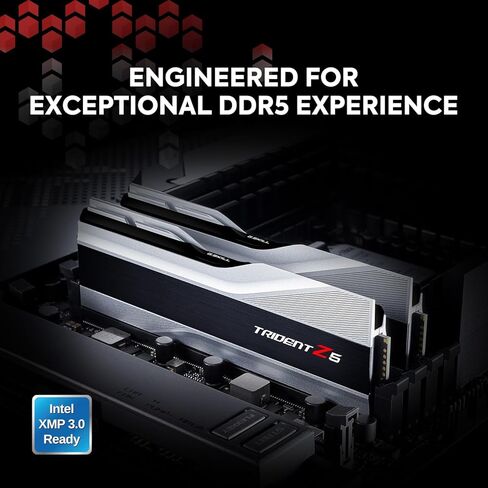 سلسلة G.SKILL Trident Z5 (Intel XMP 3.0) DDR5 RAM 32GB (2x16GB) 6400MT/s CL32-39-39-102 1.40V ذاكرة الكمبيوتر المكتبي UDIMM - فضي معدني (F5-6400J3239G16GA2-TZ5S) in Kuwait