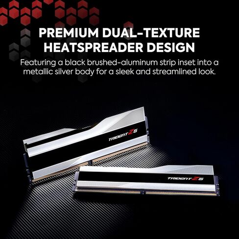 سلسلة G.SKILL Trident Z5 (Intel XMP 3.0) DDR5 RAM 32GB (2x16GB) 6400MT/s CL32-39-39-102 1.40V ذاكرة الكمبيوتر المكتبي UDIMM - فضي معدني (F5-6400J3239G16GA2-TZ5S) in Kuwait