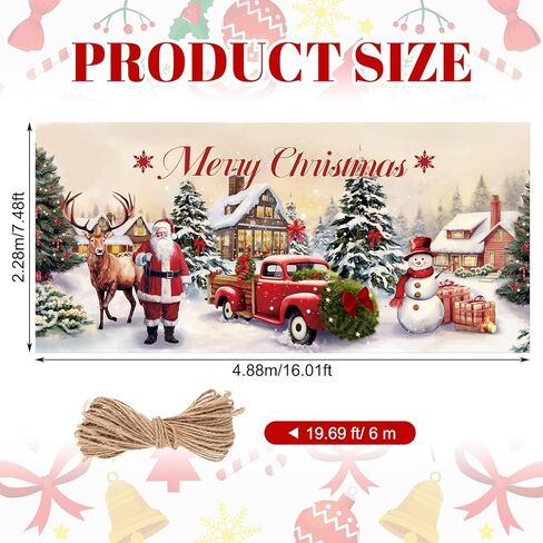 mokeren عيد الميلاد راية باب المرآب زينة عيد الميلاد خلفية الديكور الشتاء غطاء باب كبير الديكور داخلي في الهواء الطلق لعيد الميلاد عطلة لوازم الحفلات، 6 × 13 قدم (منقوشة) in Kuwait