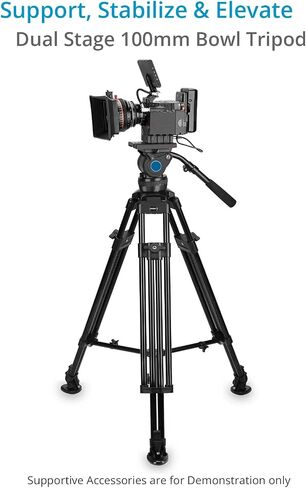Proaim 100mm Bowl Head Tripod Stand with Rubber Tripod Shoes. Payload up to 80kg/176lb. for DSLR Camera Slider, Fluid Head, Jib/Crane. (P-TP-100-B) in Saudi Arabia