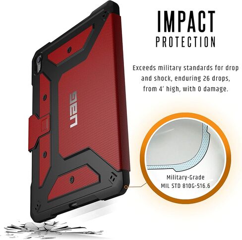 حافظة UAG Folio لجهاز iPad Pro مقاس 11 بوصة (الجيل الأول، 2018) متروبوليس [Magma] غطاء iPad متين وخفيف الوزن تم اختباره من خلال السقوط العسكري مع حامل أقلام Apple in Kuwait