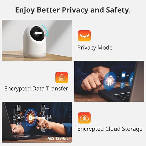 جهاز مراقبة الطفل سويتش بوت مع كاميرا، محادثة صوتية في اتجاهين، كاميرا عموم/إمالة 2K فائقة الدقة لأمن المنزل، كاميرا داخلية واي فاي 2.4 جيجا تعمل مع أليكسا وجوجل هوم، رؤية ليلية، تتبع الحركة، وضع الخصوصية in Kuwait