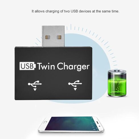 USB Hub2.0، مجموعة محول مقسم شاحن USB مزدوج ذكر إلى 2 منفذ USB، للكمبيوتر والكمبيوتر المحمول وسطح المكتب والمكتب المنزلي (أسود) in Saudi Arabia