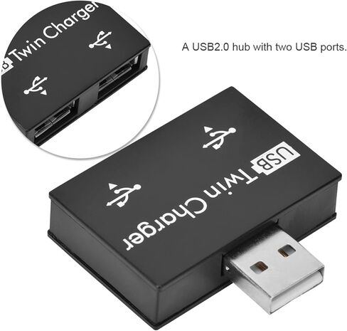 USB Hub2.0، مجموعة محول مقسم شاحن USB مزدوج ذكر إلى 2 منفذ USB، للكمبيوتر والكمبيوتر المحمول وسطح المكتب والمكتب المنزلي (أسود) in Saudi Arabia