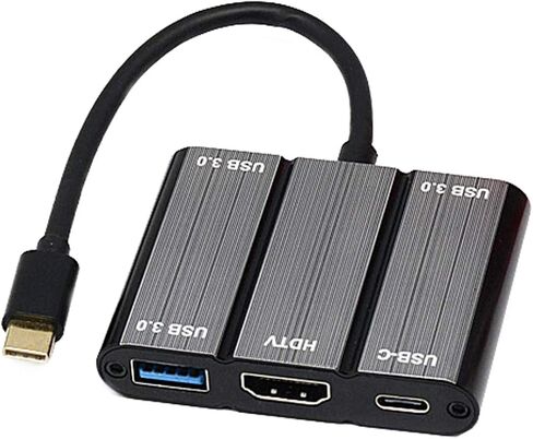 محول USB C 5 في 1، موزع YMY USB من النوع C إلى HDMI 4K، USB3.0 وUSB C PD شحن متوافق مع Apple MacBook Pro، Dell XPS، Chromebook Pixel، Lumia950 (5 في 1، أسود) in Kuwait