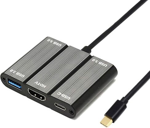 محول USB C 5 في 1، موزع YMY USB من النوع C إلى HDMI 4K، USB3.0 وUSB C PD شحن متوافق مع Apple MacBook Pro، Dell XPS، Chromebook Pixel، Lumia950 (5 في 1، أسود) in Kuwait