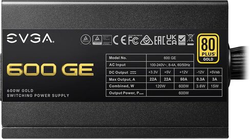 EVGA 600 GE، 80 Plus Gold 600W، الوضع البيئي، ضمان 5 سنوات، مصدر طاقة 200-GE-0600-V1 in Saudi Arabia