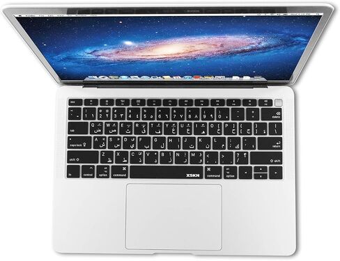 XSKN Arabic / English Language Black Keyboard Skins are Compatible with MacBook Air 13" 13.3-inch (Touch ID Retina Display A1932, 2018 Release) US Version in Saudi Arabia