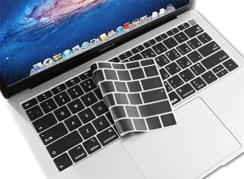 XSKN Arabic / English Language Black Keyboard Skins are Compatible with MacBook Air 13" 13.3-inch (Touch ID Retina Display A1932, 2018 Release) US Version in Saudi Arabia