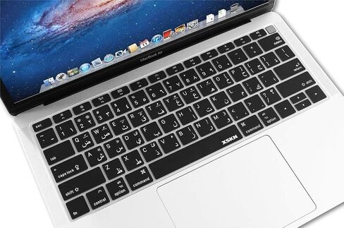 XSKN Arabic / English Language Black Keyboard Skins are Compatible with MacBook Air 13" 13.3-inch (Touch ID Retina Display A1932, 2018 Release) US Version in Saudi Arabia