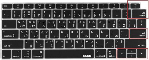 XSKN Arabic / English Language Black Keyboard Skins are Compatible with MacBook Air 13" 13.3-inch (Touch ID Retina Display A1932, 2018 Release) US Version in Saudi Arabia
