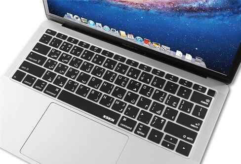 XSKN Arabic / English Language Black Keyboard Skins are Compatible with MacBook Air 13" 13.3-inch (Touch ID Retina Display A1932, 2018 Release) US Version in Saudi Arabia