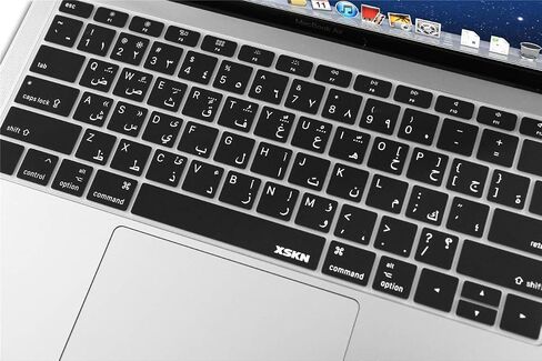 XSKN Arabic / English Language Black Keyboard Skins are Compatible with MacBook Air 13" 13.3-inch (Touch ID Retina Display A1932, 2018 Release) US Version in Saudi Arabia