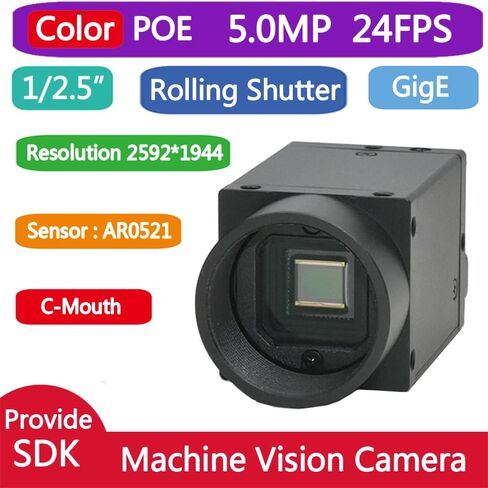 HTENG VISHI GigE Ethernet 5.0MP 1/2.5" Color Industrial Camera Machine Vision Rolling Shutter C-Mouth Area Scan Camera Sensor 2592X1944 24FPS in Kuwait