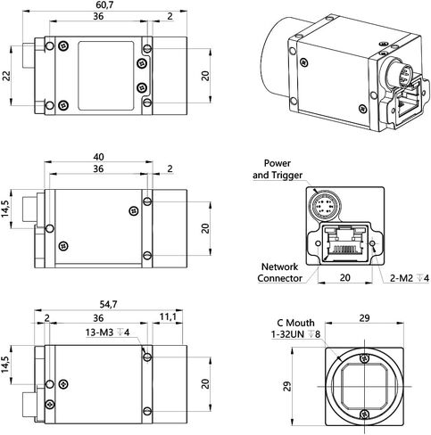 HTENG VISHI GigE Ethernet 5.0MP 1/2.5" Color Industrial Camera Machine Vision Rolling Shutter C-Mouth Area Scan Camera Sensor 2592X1944 24FPS in Kuwait