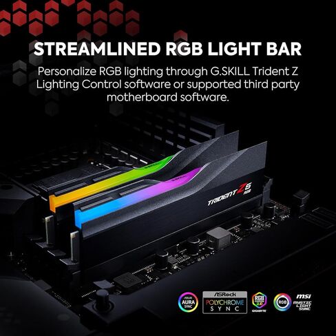 G.سكيل ذاكرة كمبيوتر مكتبي مزدوجة القناة من سلسلة Z5 RGB (انتل XMP) 48GB (2 × 24GB) 288-pin SDRAM U-DIMM DDR5 6000 CL40-48-48-96 بجهد 1.35 فولت من ترايدنت F5-6000J4048F24GX2-TZ5RK (اسود غير لامع) in Kuwait