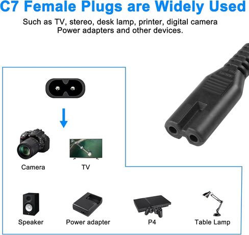 MEIRIYFA IEC320 C8 Power Cable Pigtail Cord,C8 Male Plug Bare Wire Open End Extension Replacement Connector for Laptop,Camera Printer -1M (2 Pack) in Saudi Arabia