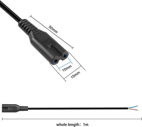 MEIRIYFA IEC320 C8 Power Cable Pigtail Cord,C8 Male Plug Bare Wire Open End Extension Replacement Connector for Laptop,Camera Printer -1M (2 Pack) in Saudi Arabia