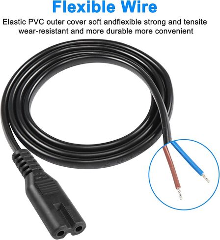 MEIRIYFA IEC320 C8 Power Cable Pigtail Cord,C8 Male Plug Bare Wire Open End Extension Replacement Connector for Laptop,Camera Printer -1M (2 Pack) in Saudi Arabia