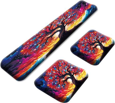 وسادة مسند المعصم للوحة المفاتيح + وسادات الكوع المكتبية (مجموعة 3 قطع)، مسند معصم جل من إسفنج الذاكرة لفأرة لوحة المفاتيح، وسادة دعم مريحة لمرفق الذراع للكمبيوتر المحمول Mac-We Walk by Faith Pink Purple in Kuwait