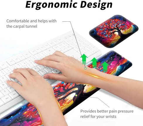 وسادة مسند المعصم للوحة المفاتيح + وسادات الكوع المكتبية (مجموعة 3 قطع)، مسند معصم جل من إسفنج الذاكرة لفأرة لوحة المفاتيح، وسادة دعم مريحة لمرفق الذراع للكمبيوتر المحمول Mac-We Walk by Faith Pink Purple in Kuwait