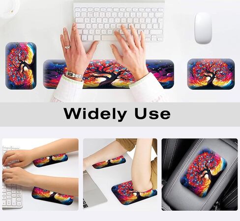 وسادة مسند المعصم للوحة المفاتيح + وسادات الكوع المكتبية (مجموعة 3 قطع)، مسند معصم جل من إسفنج الذاكرة لفأرة لوحة المفاتيح، وسادة دعم مريحة لمرفق الذراع للكمبيوتر المحمول Mac-We Walk by Faith Pink Purple in Kuwait