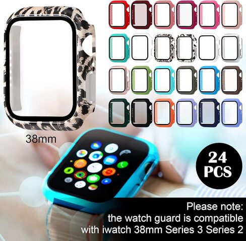 Sieral 24 Pack Watch Case with Tempered Glass Screen Protector Compatible with Iwatch 42mm Series 11/10/3/2/1, Hard PC Full Scratch Resistant Bumper Protective Face Cover Accessories in Kuwait