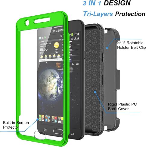 Njjex Galaxy J7 Sky Pro Case，for J7 V/ J7 Perx / J7 Prime Case, [Nbeck] Heavy Duty Built-in Screen Protector Rugged Holster Locking Belt Swivel Clip Phone Cover & Kickstand for Samsung J7 2017 [Blue] in Saudi Arabia
