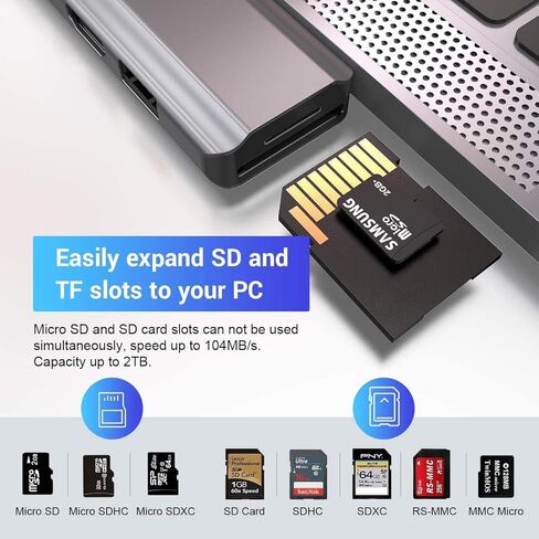 ايكسا موزع USB C ثلاثي الشاشة مع 2 HDMI 4K، 8 في 1 USB نوع C مزدوج HDMI قاعدة شحن لماك بوك برو واير 2019/2018/2017/2016 8 في 1 فضي in Kuwait