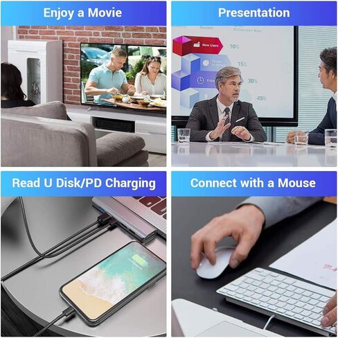 ايكسا موزع USB C ثلاثي الشاشة مع 2 HDMI 4K، 8 في 1 USB نوع C مزدوج HDMI قاعدة شحن لماك بوك برو واير 2019/2018/2017/2016 8 في 1 فضي in Kuwait