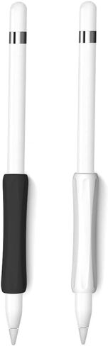 ProElife 2-Pack Ergonomics Grip Holder Anti-Rolling Protective Sleeve Cover for Apple Pencil 2nd & 1st Gen 2022-2018 iPad Pro 12.9'' 11''/Air 10.9'' Stylus Accessory Kits (White/Black) in Kuwait