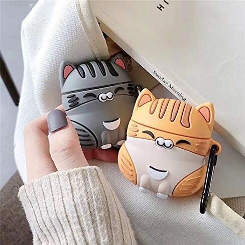 UR Sunshine Case Compatible with AirPods 1/2, Super Cute Sitting Lucky Cat Kitty Cover Case, Soft TPU Silicone Gel Earphone Case Compatible with AirPods 1/2 -Yellow in Saudi Arabia
