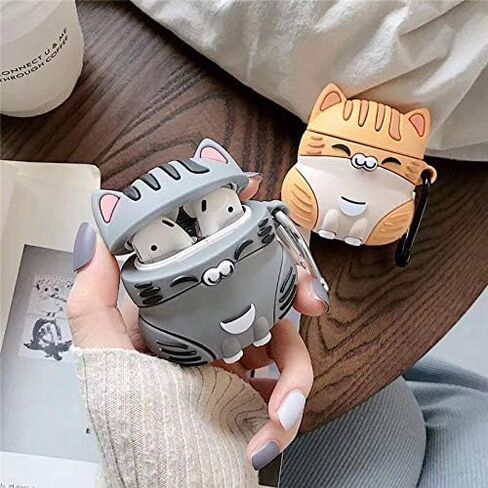 UR Sunshine Case Compatible with AirPods 1/2, Super Cute Sitting Lucky Cat Kitty Cover Case, Soft TPU Silicone Gel Earphone Case Compatible with AirPods 1/2 -Yellow in Saudi Arabia