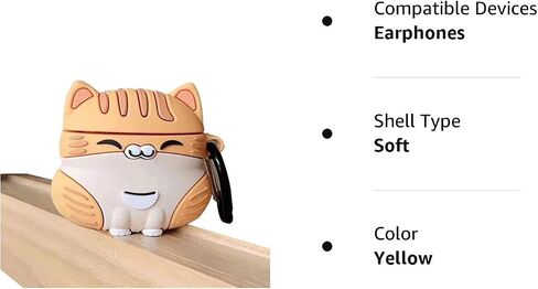 UR Sunshine Case Compatible with AirPods 1/2, Super Cute Sitting Lucky Cat Kitty Cover Case, Soft TPU Silicone Gel Earphone Case Compatible with AirPods 1/2 -Yellow in Saudi Arabia