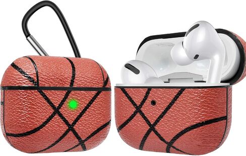 AirPods Pro Case, Takfox Airpod Pro Cases Cover PU Leather Protective Shock & Scratch-Resistant with Keychain [Front LED Visible] Headphone Case Skin for AirPods Pro Charging Case Series 3,Baseball in Saudi Arabia