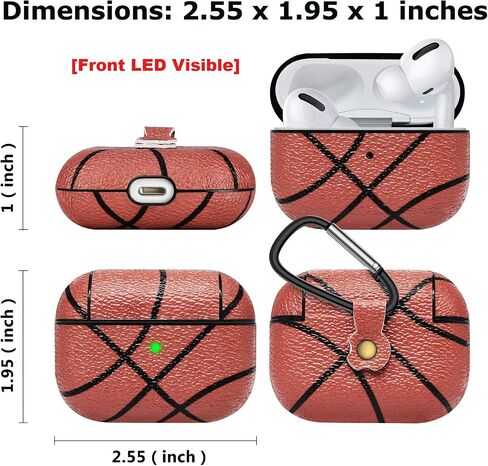 AirPods Pro Case, Takfox Airpod Pro Cases Cover PU Leather Protective Shock & Scratch-Resistant with Keychain [Front LED Visible] Headphone Case Skin for AirPods Pro Charging Case Series 3,Baseball in Saudi Arabia