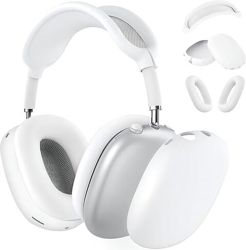 [3 في 1] حافظة سيليكون Vsagier لجهاز AirPod Max، غطاء وسادة الأذن / غطاء أكواب الأذن / غطاء عصابة الرأس، جلد مضاد للخدش، ملحقات غطاء حماية فائق لجهاز Apple AirPods Max (أبيض)... in Kuwait