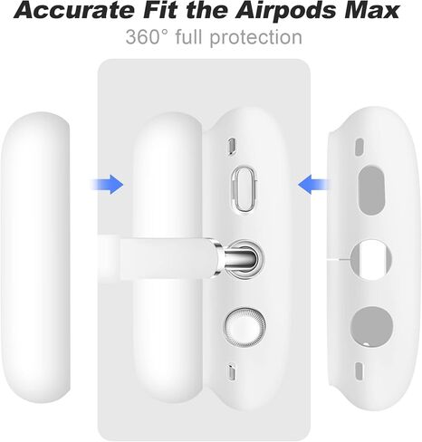 [3 في 1] حافظة سيليكون Vsagier لجهاز AirPod Max، غطاء وسادة الأذن / غطاء أكواب الأذن / غطاء عصابة الرأس، جلد مضاد للخدش، ملحقات غطاء حماية فائق لجهاز Apple AirPods Max (أبيض)... in Kuwait