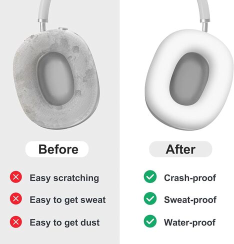 [3 في 1] حافظة سيليكون Vsagier لجهاز AirPod Max، غطاء وسادة الأذن / غطاء أكواب الأذن / غطاء عصابة الرأس، جلد مضاد للخدش، ملحقات غطاء حماية فائق لجهاز Apple AirPods Max (أبيض)... in Kuwait