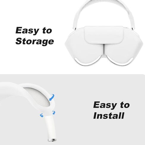 [3 في 1] حافظة سيليكون Vsagier لجهاز AirPod Max، غطاء وسادة الأذن / غطاء أكواب الأذن / غطاء عصابة الرأس، جلد مضاد للخدش، ملحقات غطاء حماية فائق لجهاز Apple AirPods Max (أبيض)... in Kuwait