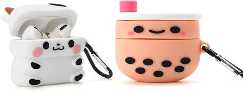 【2 Pack】 TYOROY Cute Boba Tea+White Cow Case for Airpod Pro/Pro 2,3D Cute Kawaii Kids Teens Girls Women Lovely Boba Tea+White Cow Case for Airpod Pro 2019/Airpod Pro 2 Gen 2022 in Kuwait