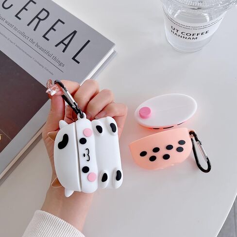 【2 Pack】 TYOROY Cute Boba Tea+White Cow Case for Airpod Pro/Pro 2,3D Cute Kawaii Kids Teens Girls Women Lovely Boba Tea+White Cow Case for Airpod Pro 2019/Airpod Pro 2 Gen 2022 in Kuwait