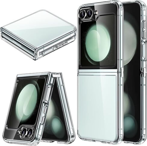 JETech Case for Samsung Galaxy Z Flip 5 2023, Transparent Protective Phone Cover with Shockproof Bumper and Anti-Scratch Back (Black) in Saudi Arabia