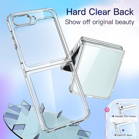 JETech Case for Samsung Galaxy Z Flip 5 2023, Transparent Protective Phone Cover with Shockproof Bumper and Anti-Scratch Back (Black) in Saudi Arabia