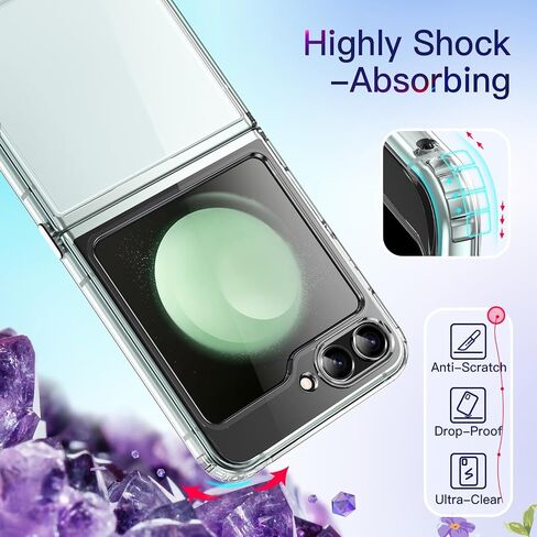 JETech Case for Samsung Galaxy Z Flip 5 2023, Transparent Protective Phone Cover with Shockproof Bumper and Anti-Scratch Back (Black) in Saudi Arabia