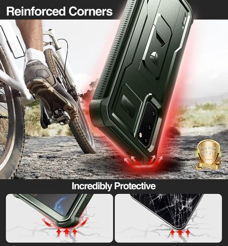Dexnor for Samsung Galaxy S20 5G Case, [Built in Screen Protector and Kickstand] Heavy Duty Military Grade Protection Shockproof Protective Cover for Samsung Galaxy S20 5G/6.2 inches, Black in Saudi Arabia
