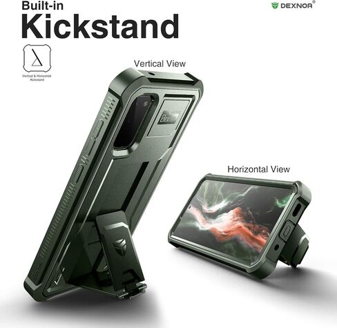 Dexnor for Samsung Galaxy S20 5G Case, [Built in Screen Protector and Kickstand] Heavy Duty Military Grade Protection Shockproof Protective Cover for Samsung Galaxy S20 5G/6.2 inches, Black in Saudi Arabia
