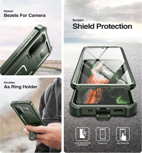 Dexnor for Samsung Galaxy S20 5G Case, [Built in Screen Protector and Kickstand] Heavy Duty Military Grade Protection Shockproof Protective Cover for Samsung Galaxy S20 5G/6.2 inches, Black in Saudi Arabia