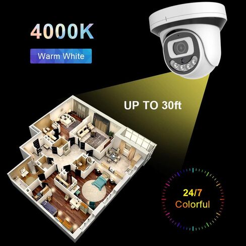 EVERSECU 1080P 24/7 Full-time Color Night Vision Indoor HD Analog Dome Security Camera with Warm Light LEDs, 2MP (HD-TVI/AHD/CVI/Analog) 4-in-1 CCTV Camera with 2.8mm Lens Wide Angle in Saudi Arabia
