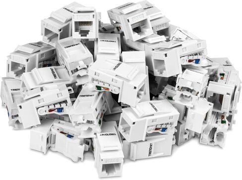 TRENDnet Cat6 RJ45 Keystone Jack 50-Pack Bundle, Compatible with Cat5,Cat5e,Cat6 Cabling, Use with The TC-KP24 Or TC-KP48 Blank Keystone Patch Panels (Sold Separately), Black, TC-K50C6BK in Saudi Arabia